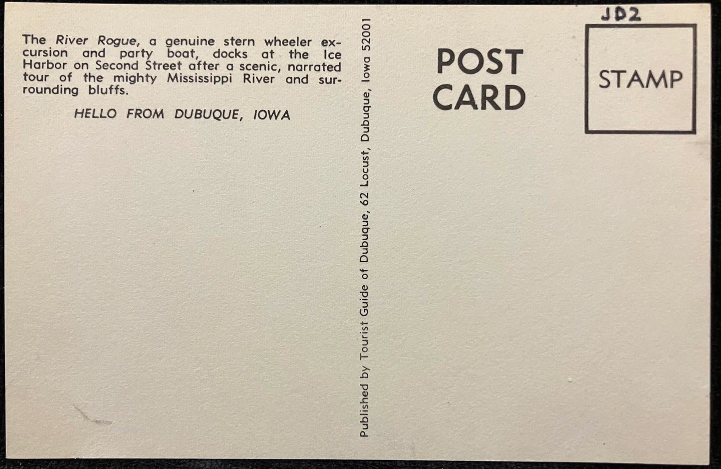 The River Rogue on the Mississippi River - Dubuque, Iowa - Vintage Bridge Postcard