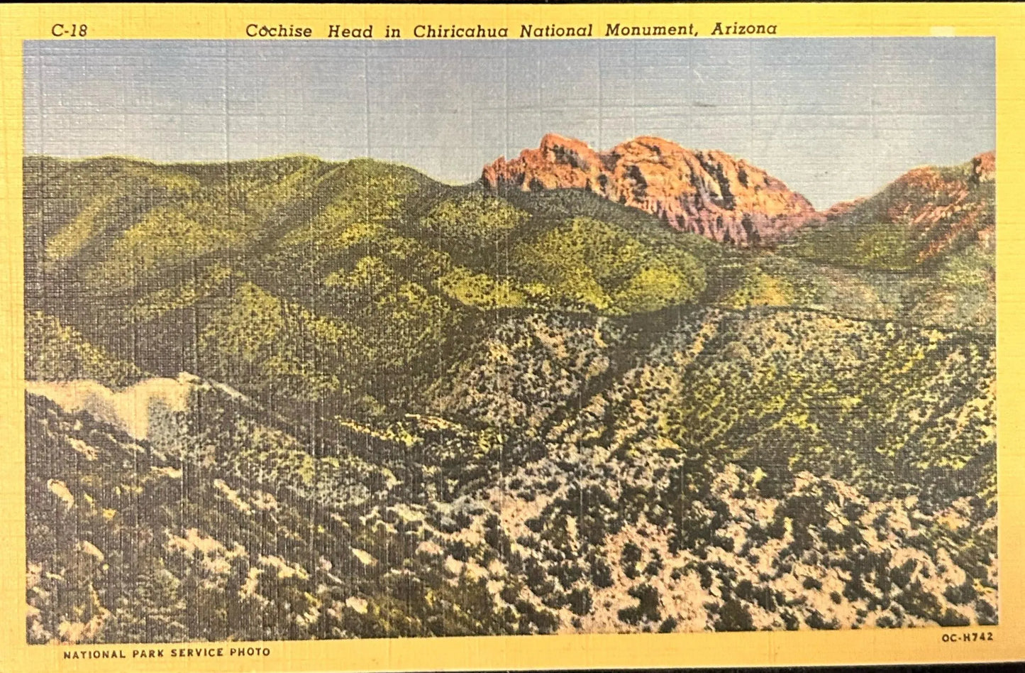 Cochise Head - Chiricahua National Monument - Arizona - 1950s Linen Postcard