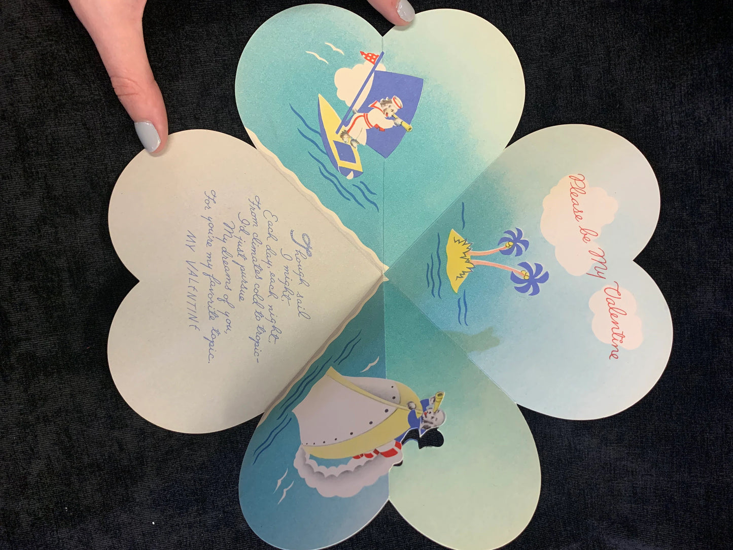 Die Cut Fold Golden Bell Valentine from 1940's to early 1950's