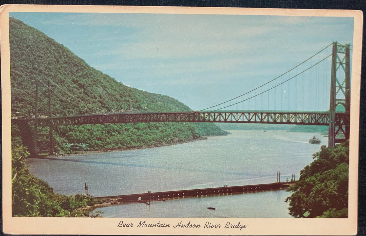 Bear Mountain Hudson River Bridge - Vintage Bridge Postcard - 2,257 ft Long with 18" diameter Cables