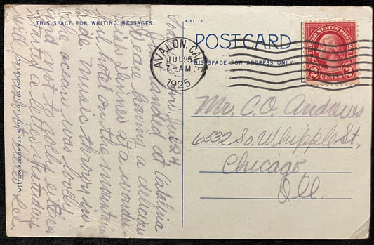 Residence of WM. Wrigley, JR., and Avalon Bay, Catalina Island, California - Vintage Postcard