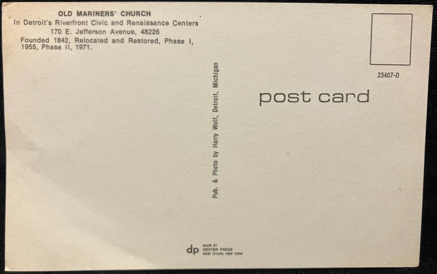 Old Mariners' Church - Detroit, Michigan - Vintage Postcard