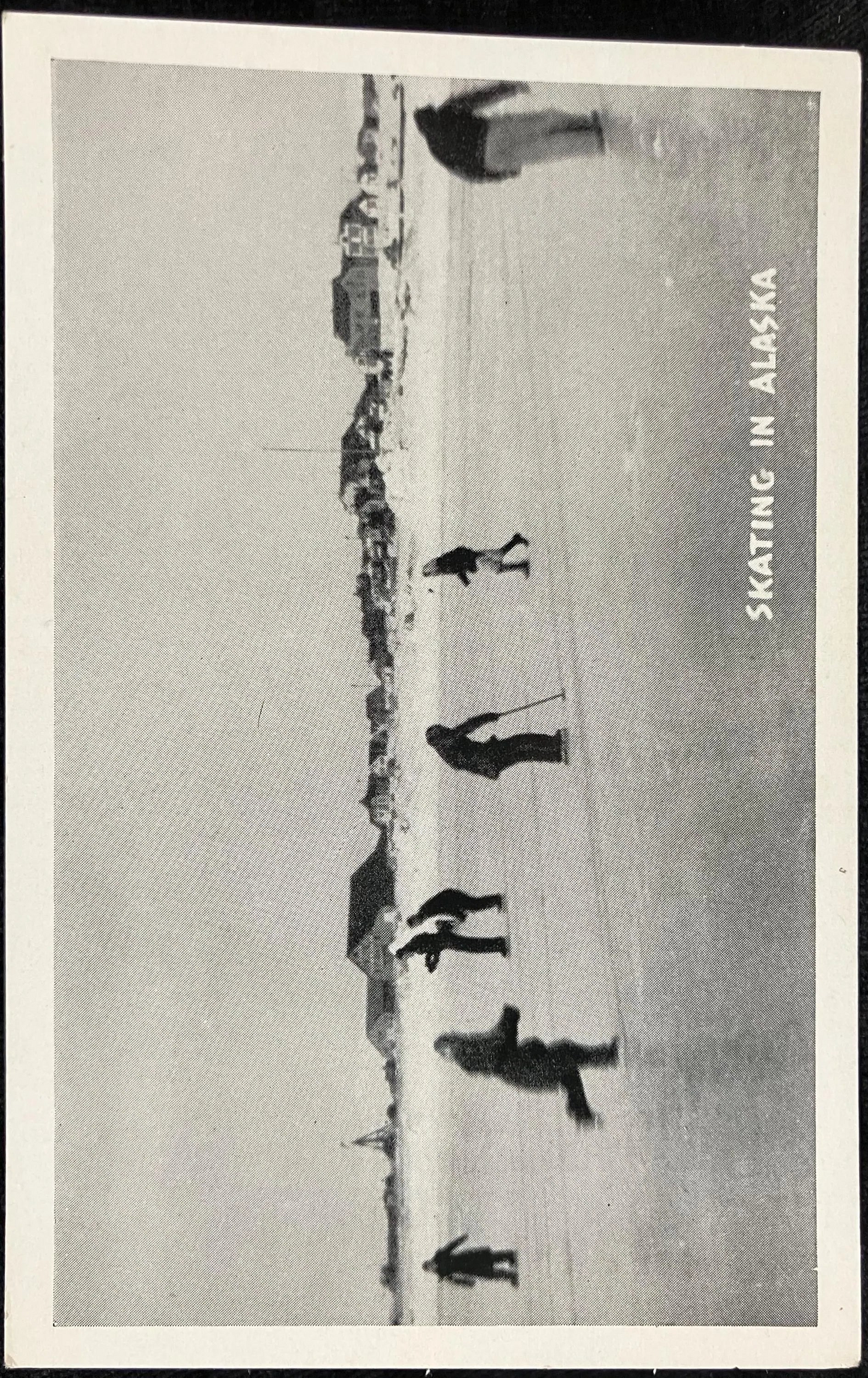 Skating in Alaska - Black and White postcard