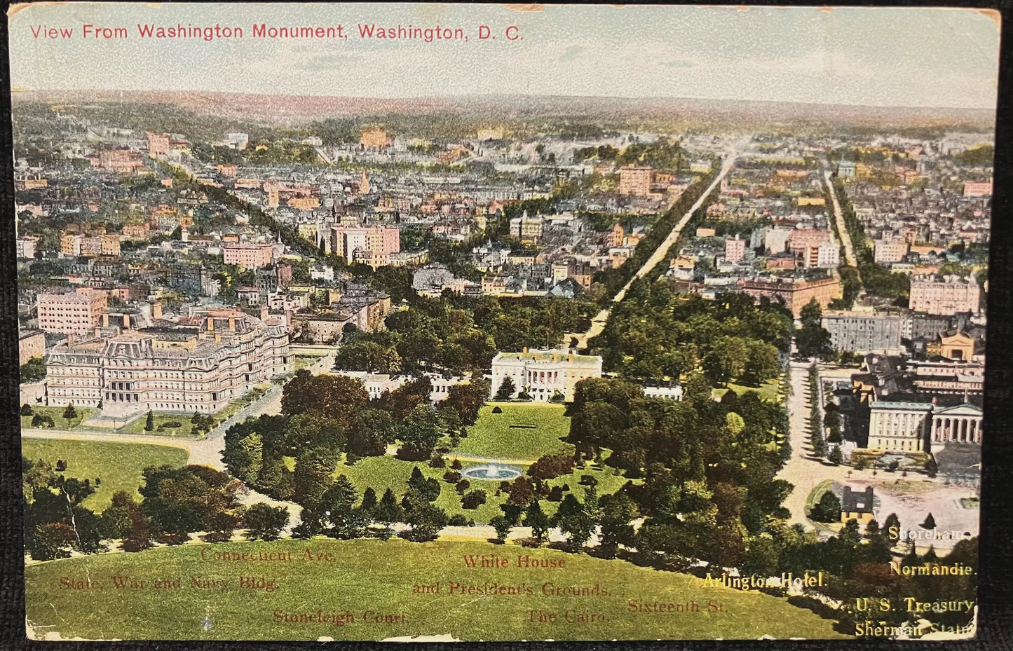 Bird's Eye View From Washington Monument, Washington D. C., Maryland - Vintage Washington DC Postcard - RARE Early 1900s DC Photo