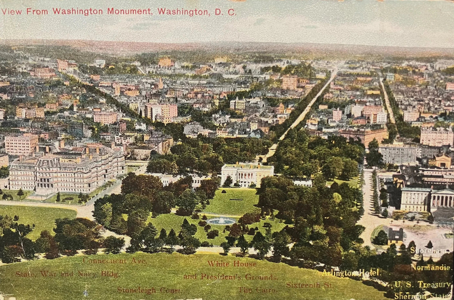 Bird's Eye View From Washington Monument, Washington D. C., Maryland - Vintage Washington DC Postcard - RARE Early 1900s DC Photo