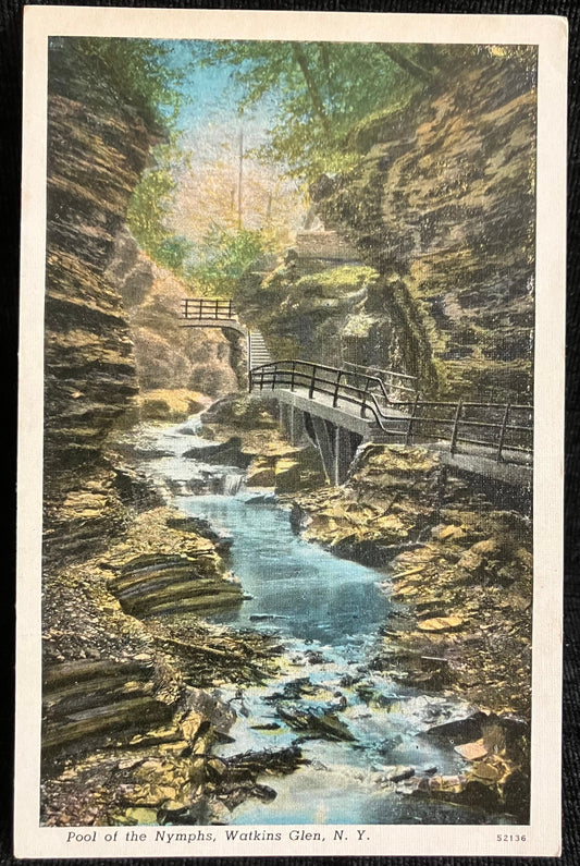 Pool of the Nymphs, Watkins Glen, New York - Vintage Postcard