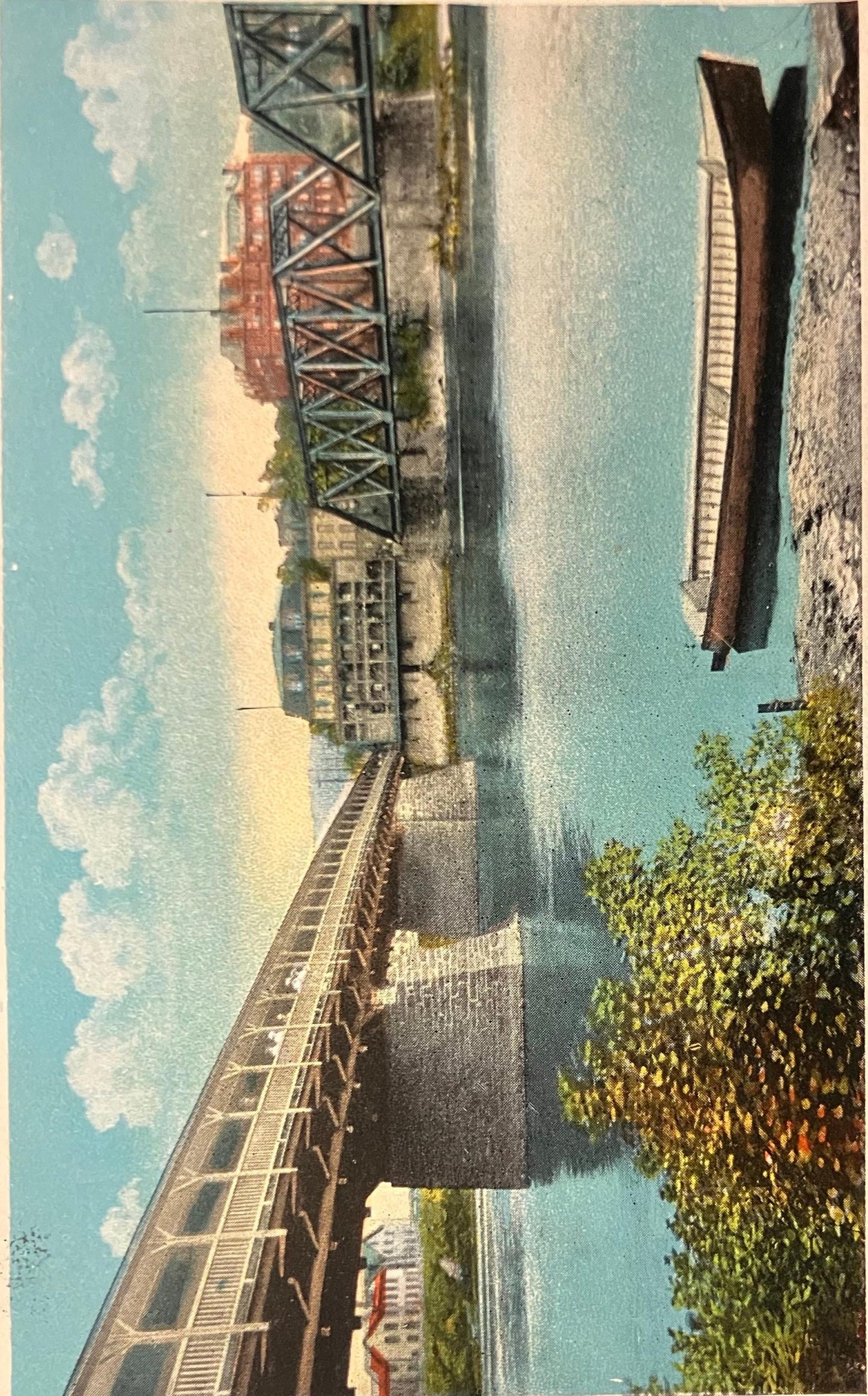Old Wooden Bridge Over Lehigh River, Bethlehem, Pennsylvania - Vintage Postcard