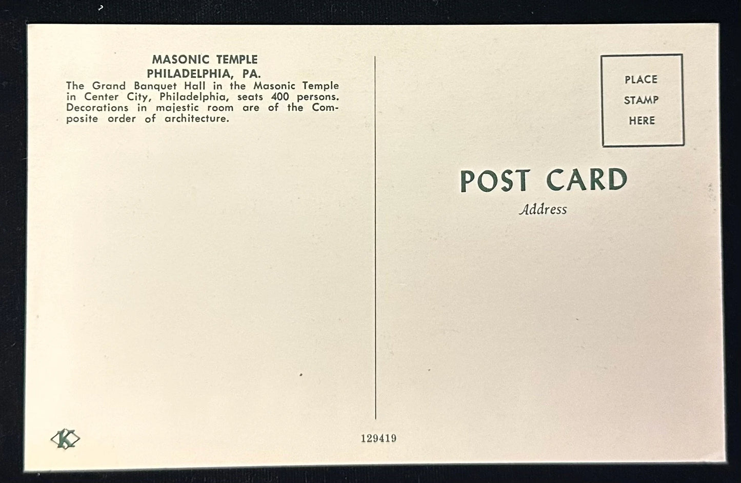 Masonic Temple, Philadelphia, Pennsylvania - Vintage Postcard