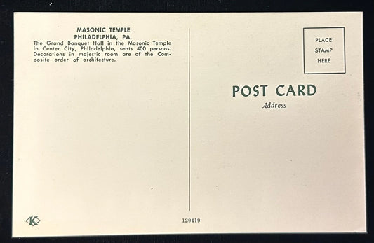 Masonic Temple, Philadelphia, Pennsylvania - Vintage Postcard