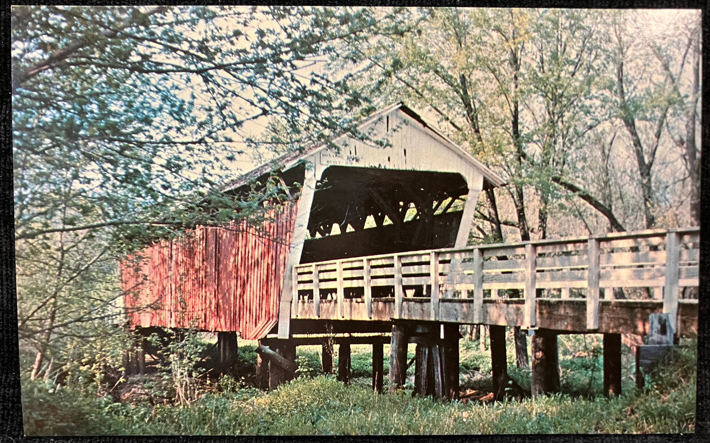 Donahoe Covered Bridge - Winterset, Iowa - Photo: Clee R. Crawford - Vintage Covered Bridge Postcard