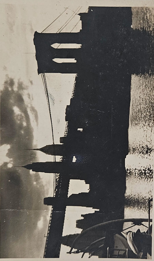RPPC 1939 New York City Brooklyn Bridge And Skyline Of Lower Manhattan Empire State Building - Vinta