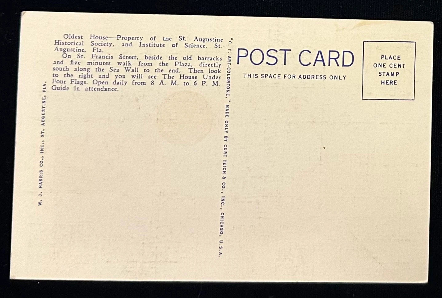 Oldest House, St. Francis Street, St. Augustine, Florida - Vintage Postcard