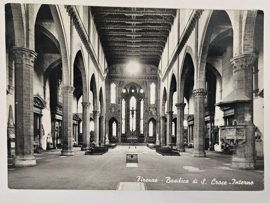 RPPC Firenze Basilica Of Saint Croce The Interior Florence, Italy - Vintage International Postcard