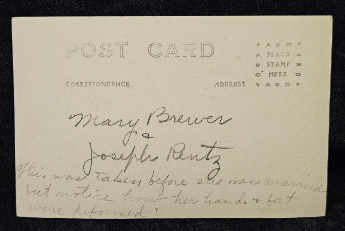 RPPC Engagement photo - Disabled Woman before marriage- Rare Photo - Vintage Postcard