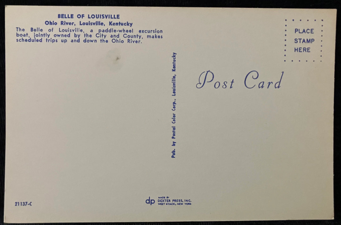 Belle of Louisville on the Ohio River - Louisville, Kentucky - Vintage Boat Postcard