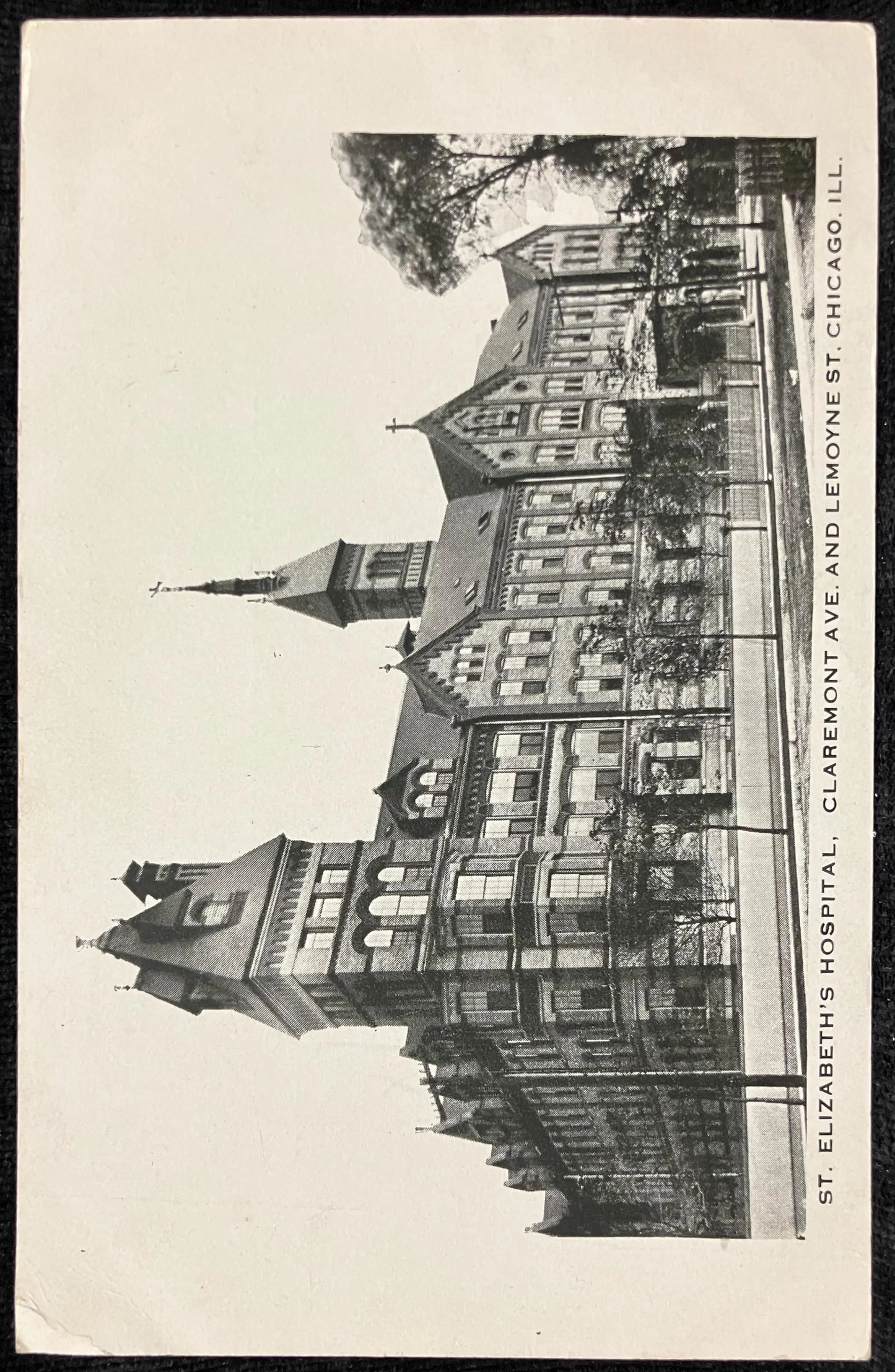 St Elizabeth's Hospital, Claremont Ave. and Lemoyne St., Chicago. Ill. - Vintage 1890s Hospital Postcard - address only backside, unused