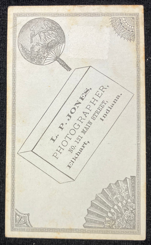 Vintage business card for a photographer with decorative elements and text.