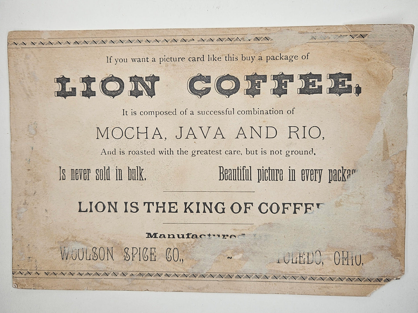 Lion Coffee Advertisement - Woolson Spice Co. Toledo, Ohio - Pink Roses And Mountain Landscape With Lake And Cattle