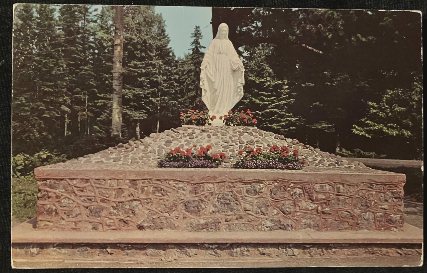 Our Lady of the Pines Grotto at the Park of the Lady of the Pines Church in Copper Harbor, Michigan - Vintage Church Postcard