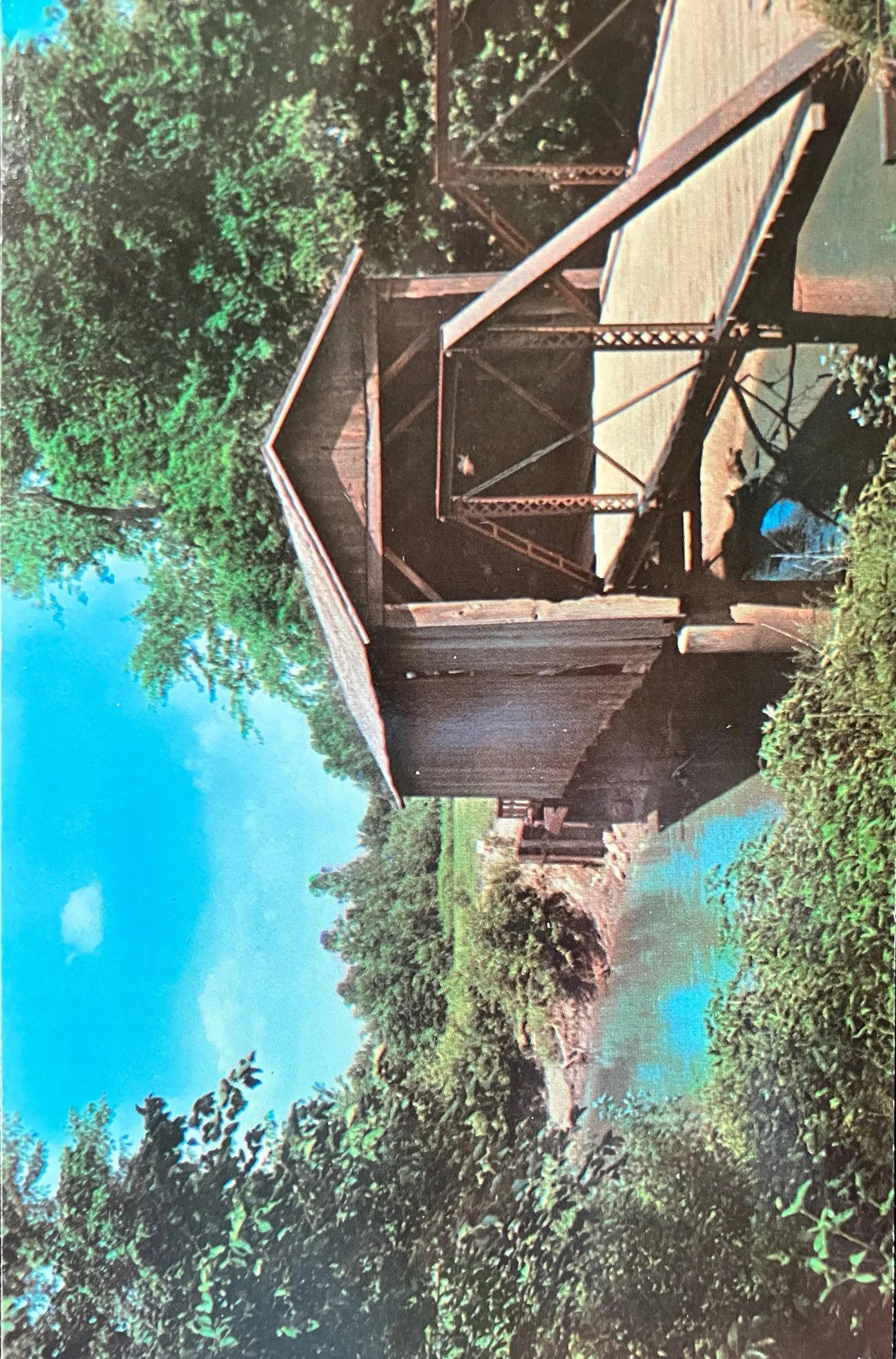 Covered Bridge in Iowa - Delta Bridge - Vintage Covered Bridge Postcard