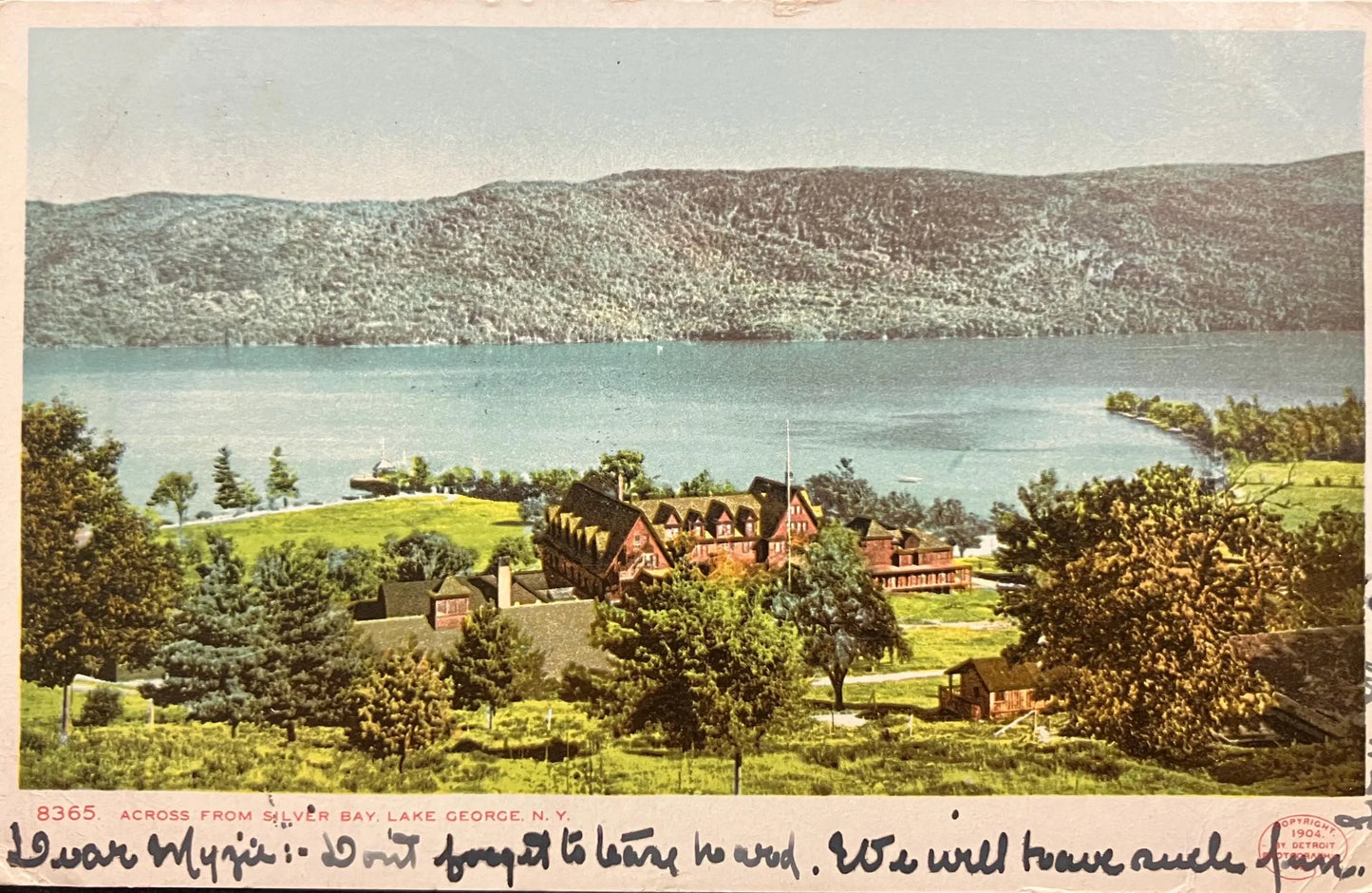 Across from Silver Bay - Lake George, New York - Copyright, 1904. By Detroit Photographic Co. - Vintage Postcard