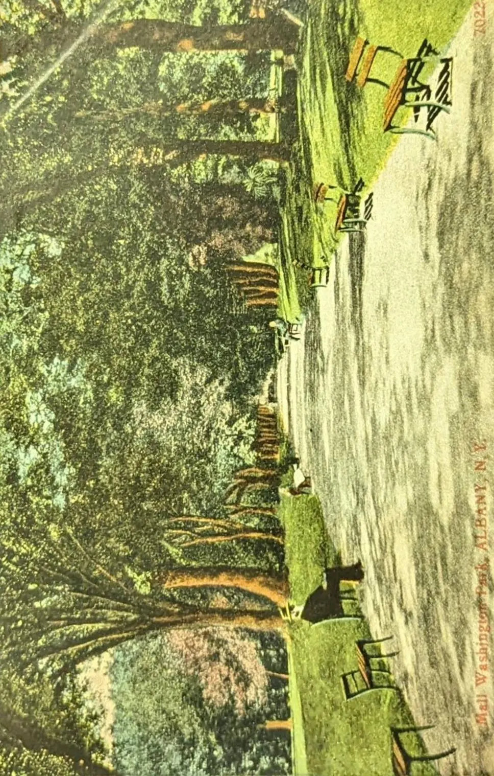 Mall Washington Park, Albany, New York - Vintage New York Postcard - Walking Park in Ohio - Keeping cool in Summer