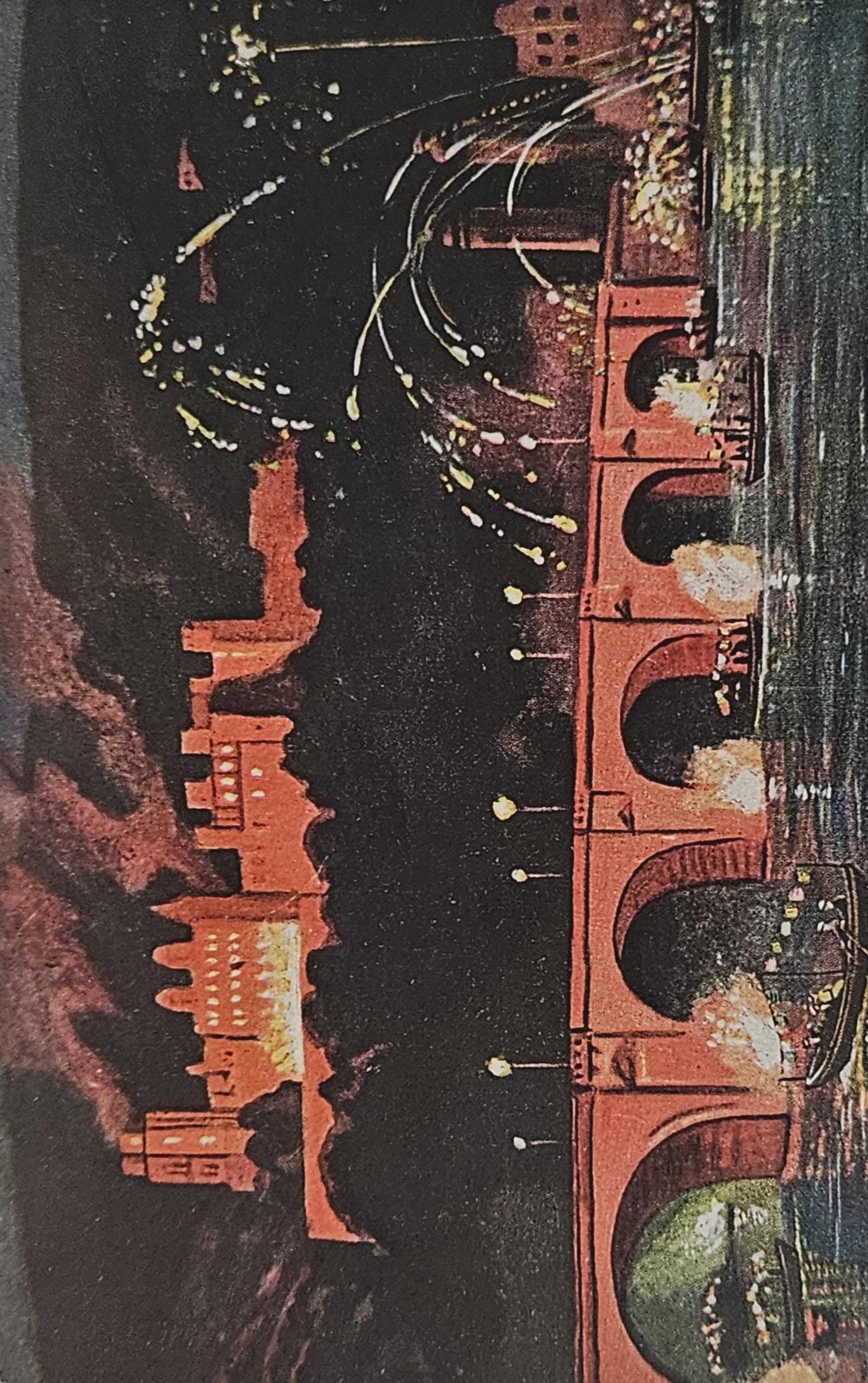 1926 Heidelberg Germany Bridge Postcard- " Die Sclossbeleuchtung" - Germany Deutsches Reich 400 Mark 1922 Samp