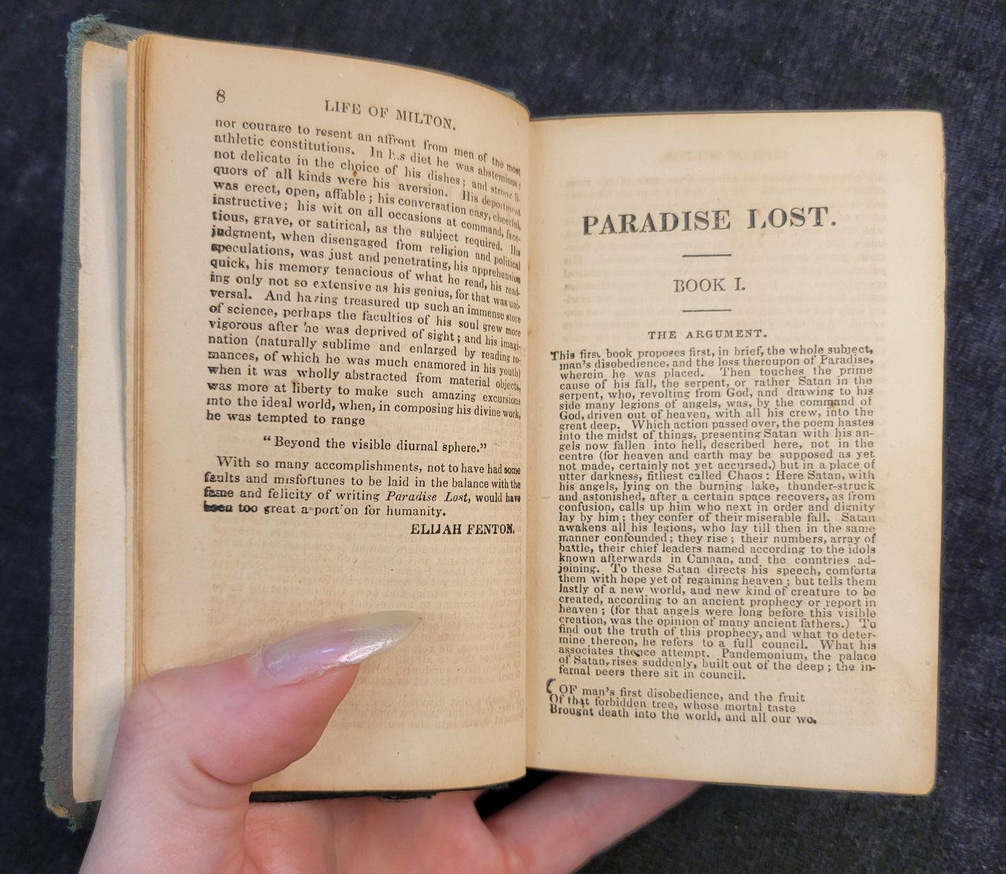 Paradise Lost by John Milton - Forward by Elijah Fenton - 1858-1867 - Miniature Book