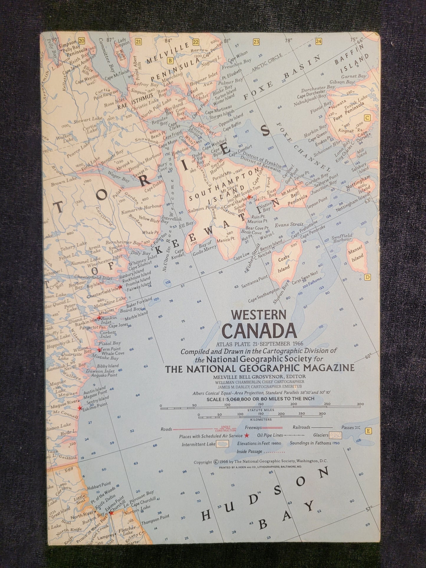 1960s National Geographic World Maps of Canada - Sold individually - Central Canada - Western Canada