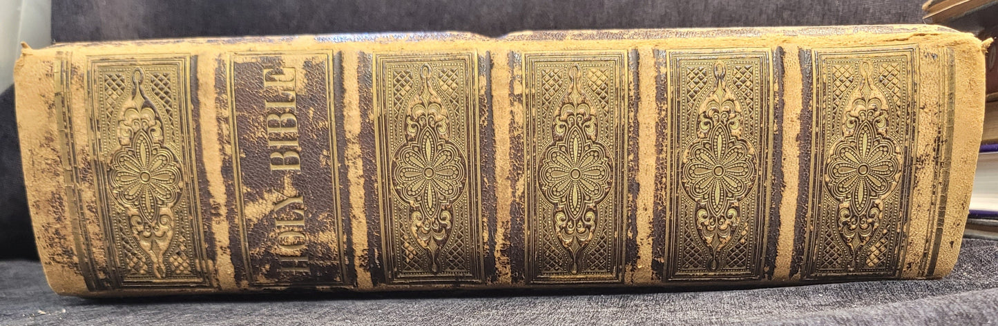 Family Catholic Bible with Illustrations and Ephemera - Late 1800s (1864-1870)