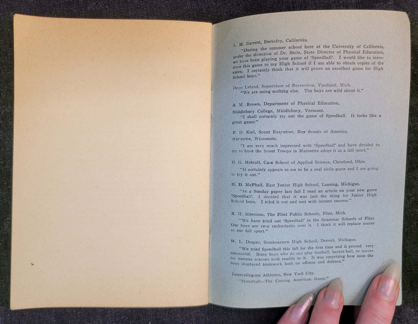 Official Speedball Rules by Elmer D. Mitchell - University of Michigan Intramural Athletics Director - 1924 - sold at Herpolsheimer's