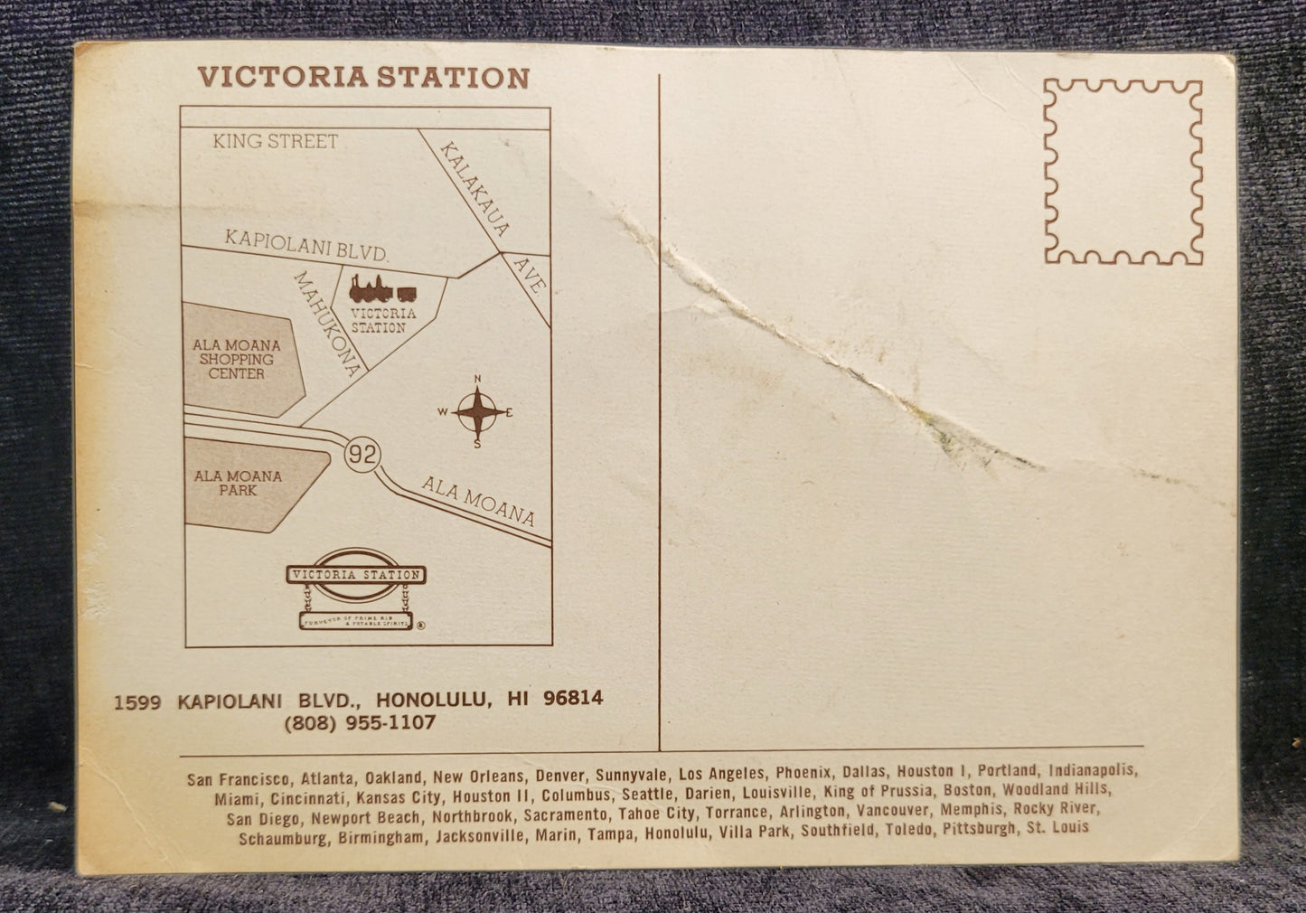 Victoria Station - Honolulu, Hawaii - 1970s Postcard