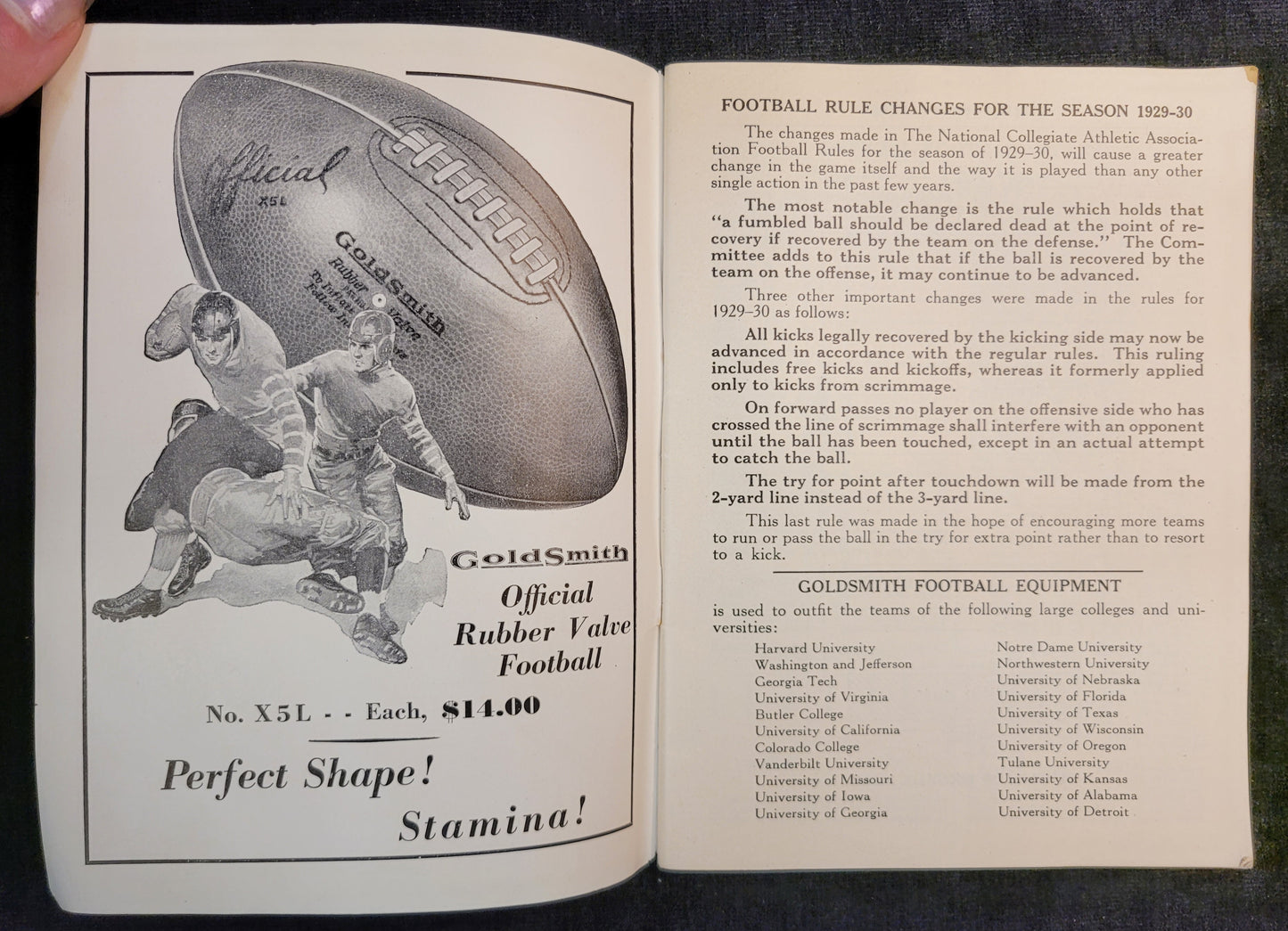 Goldsmith - Official Collegiate Football and Basketball Rules - 1929-1930