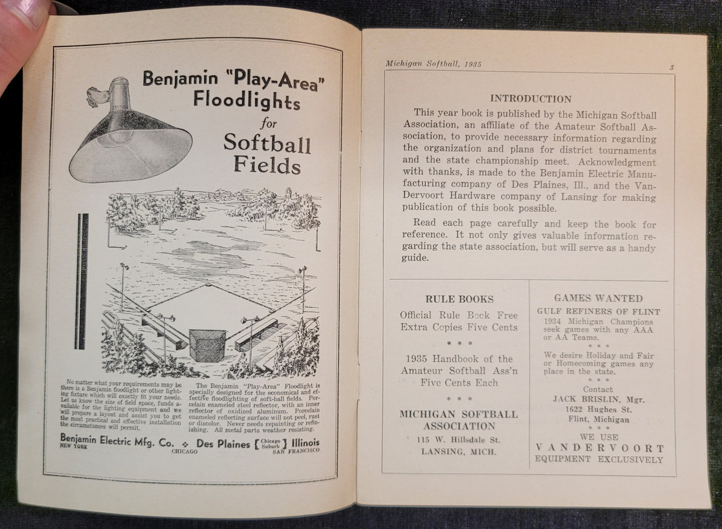 Michigan Softball Yearbook - 1935