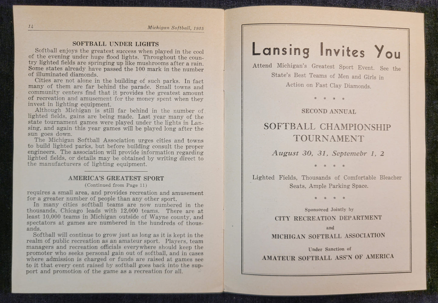 Michigan Softball Yearbook - 1935