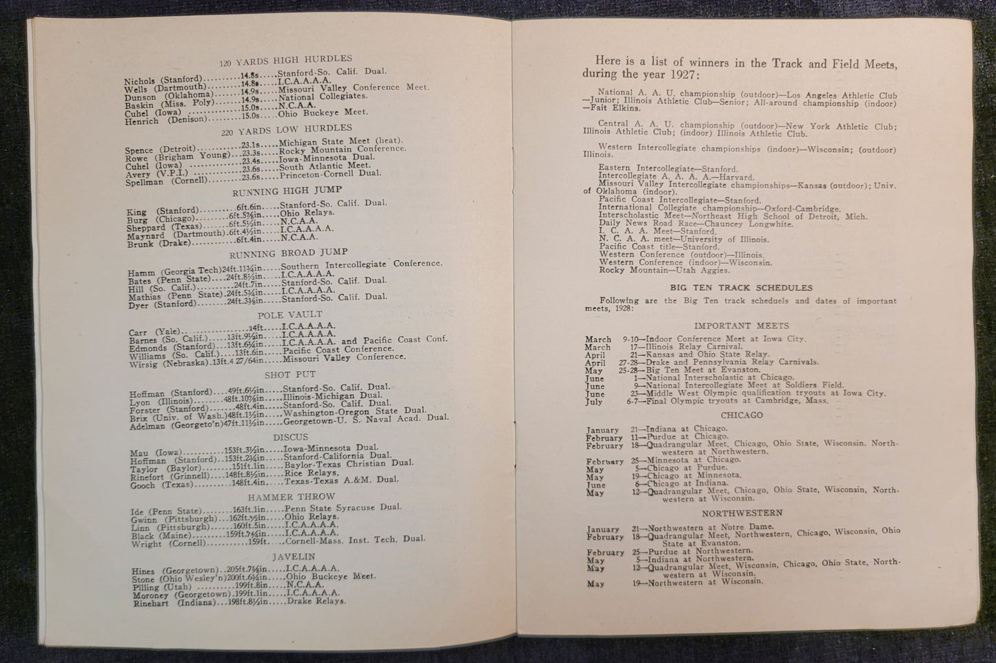 Official National Collegiate Athletic Association Track and Field Rules - Late 1920s Rule Book