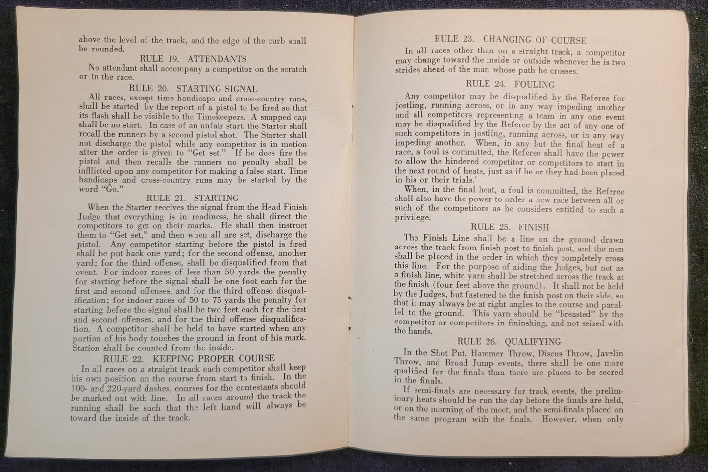 Official National Collegiate Athletic Association Track and Field Rules - Late 1920s Rule Book