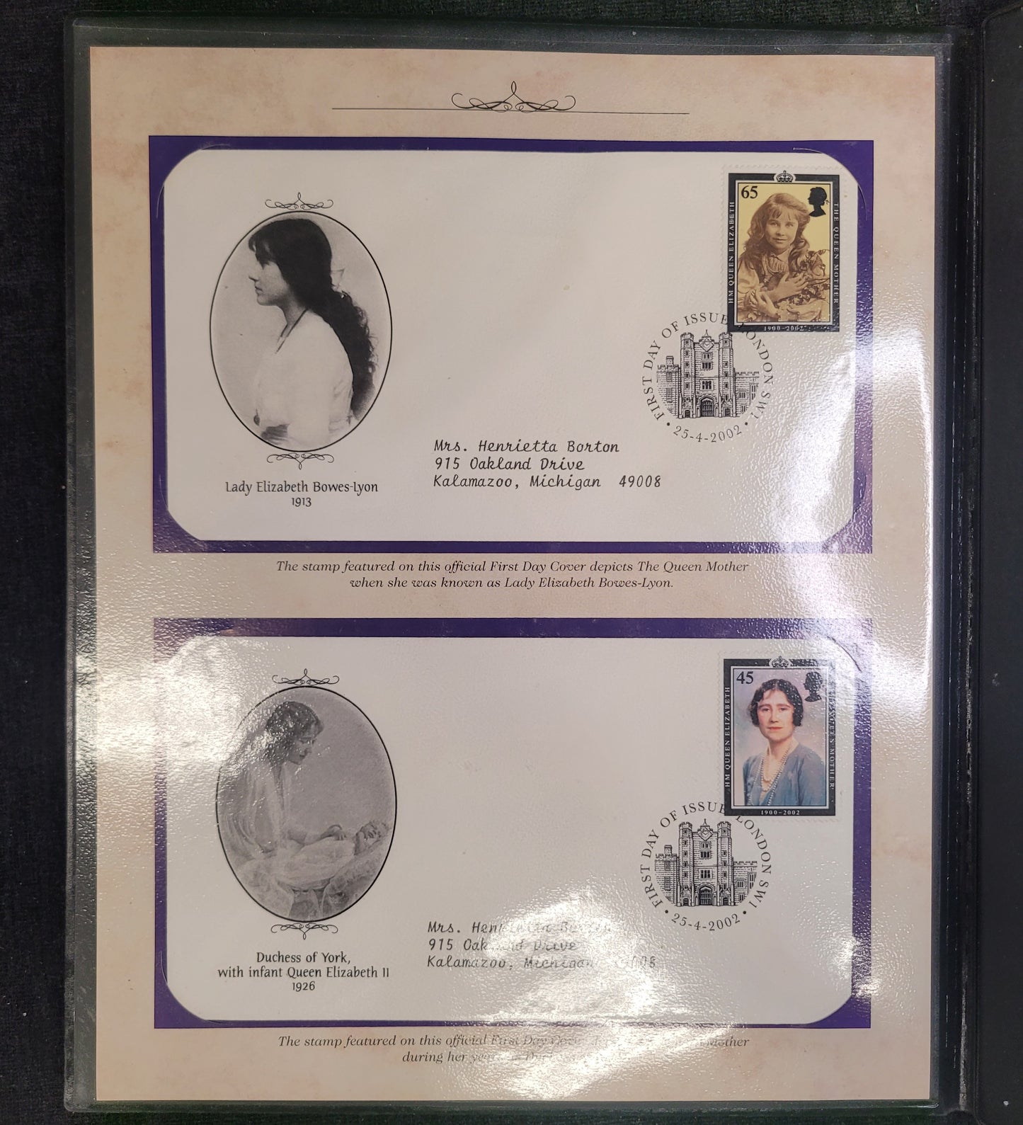 The Queen Mother: Memorial Commemoratives - From Kalamazoo, MI