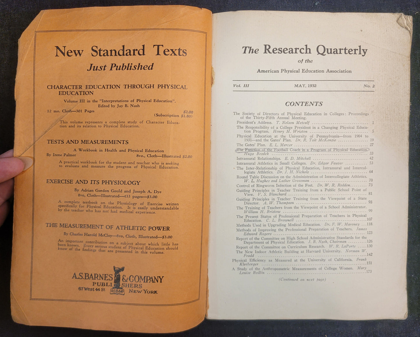 The Research Quarterly of the American Physical Education Association - Volume III No. 2 - May 1932
