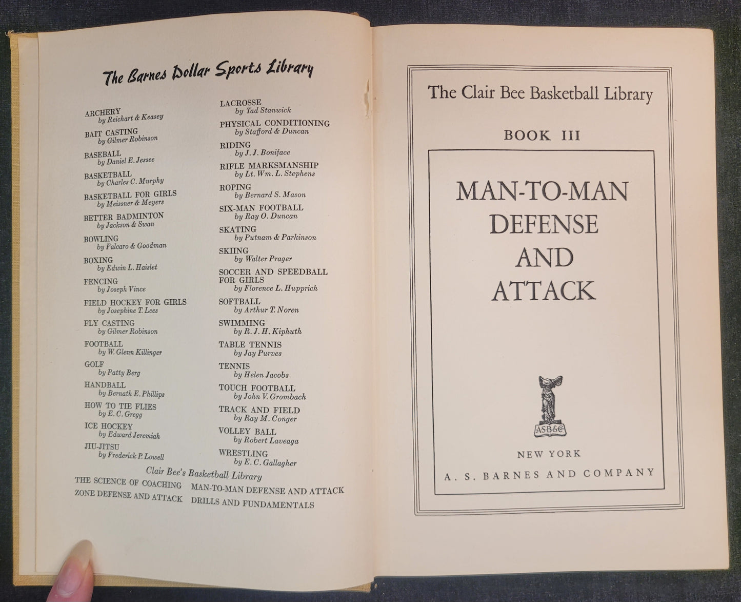 Clair Bee's Basketball Library - Book III: Man-To-Man Defense and Attack - 1942 First Edition