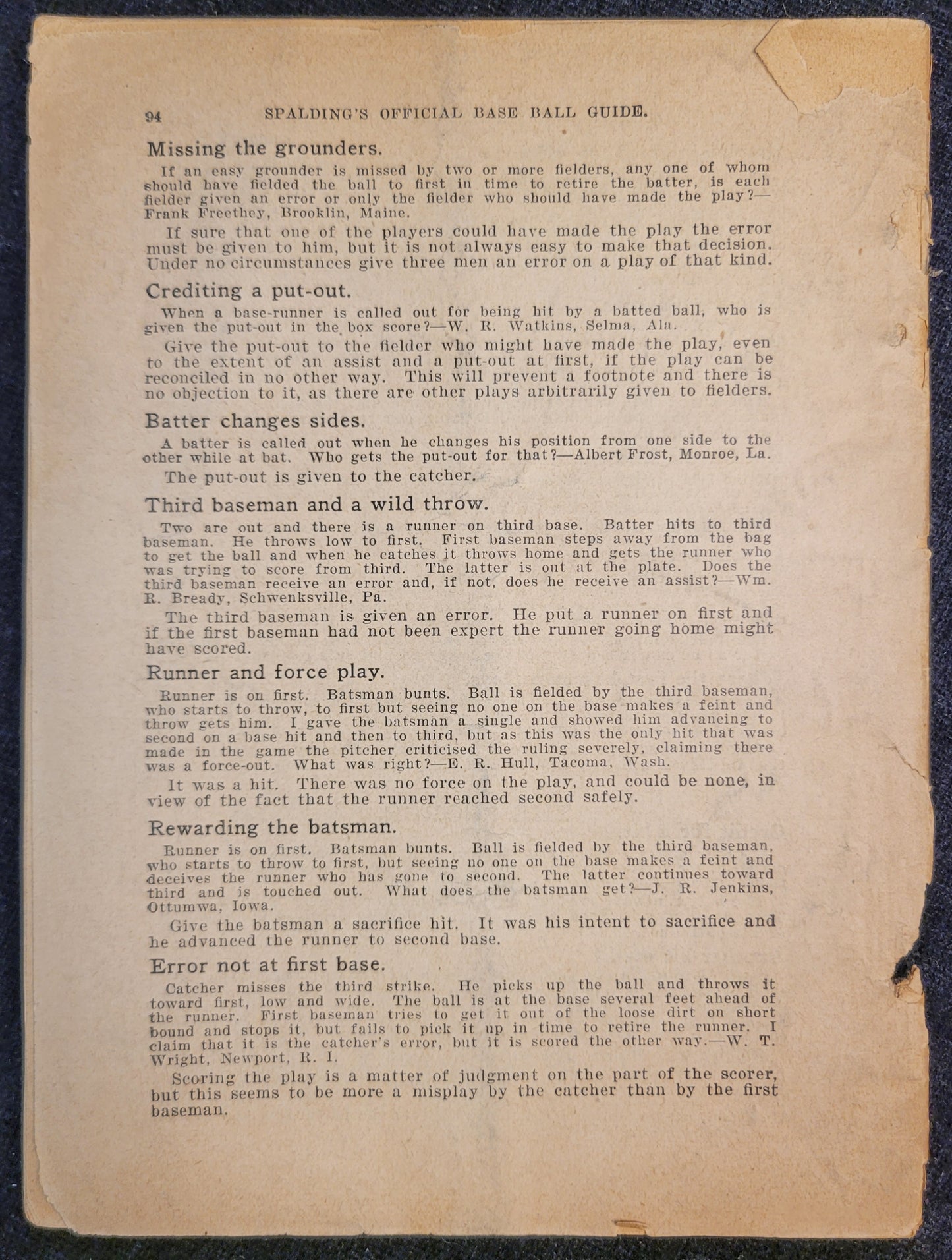 Spalding Official Baseball Guide - Missing Cover - 1927