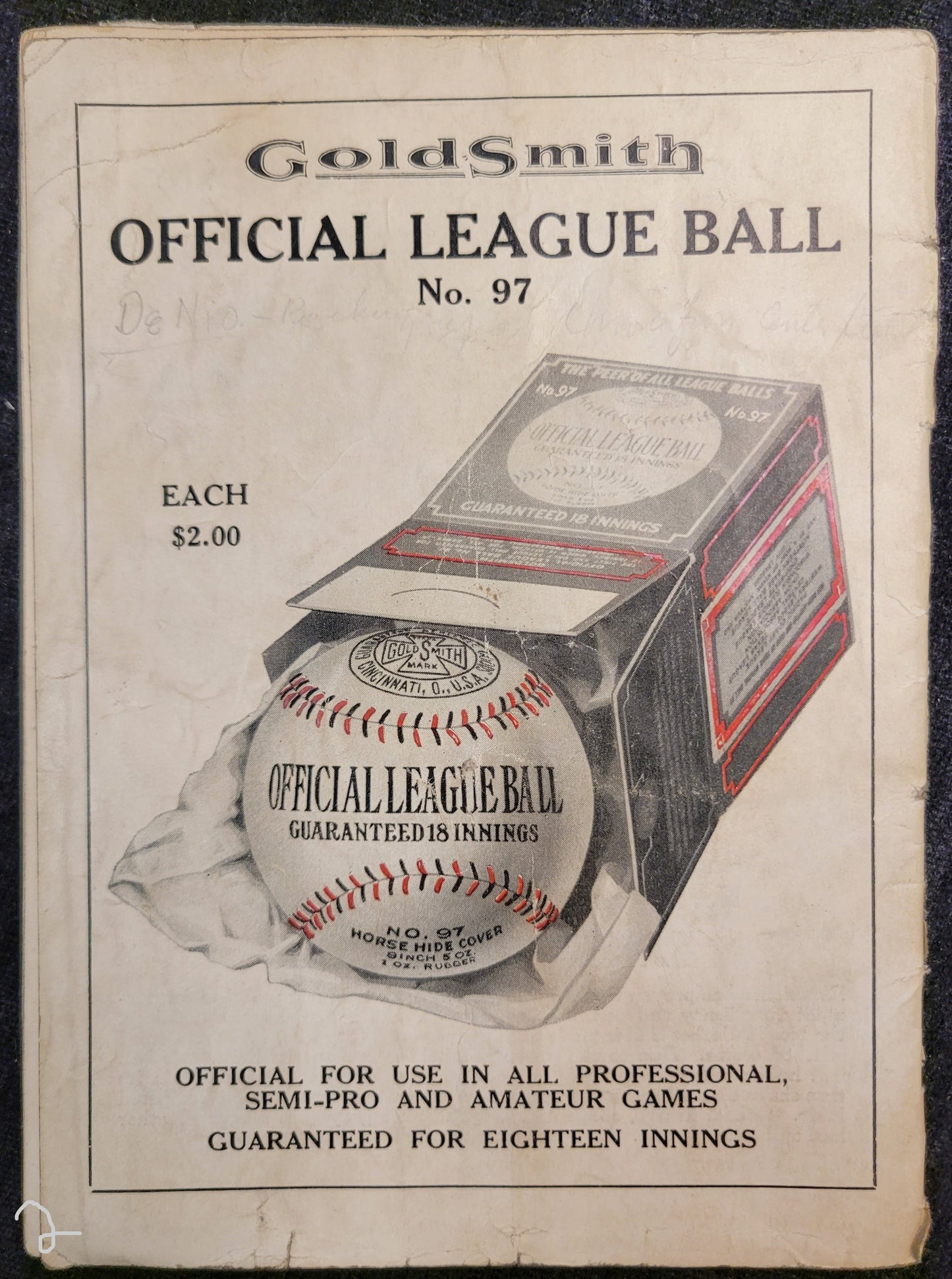 Goldsmith & Sons - Official Baseball Rules -1926 **Two In Stock!!**