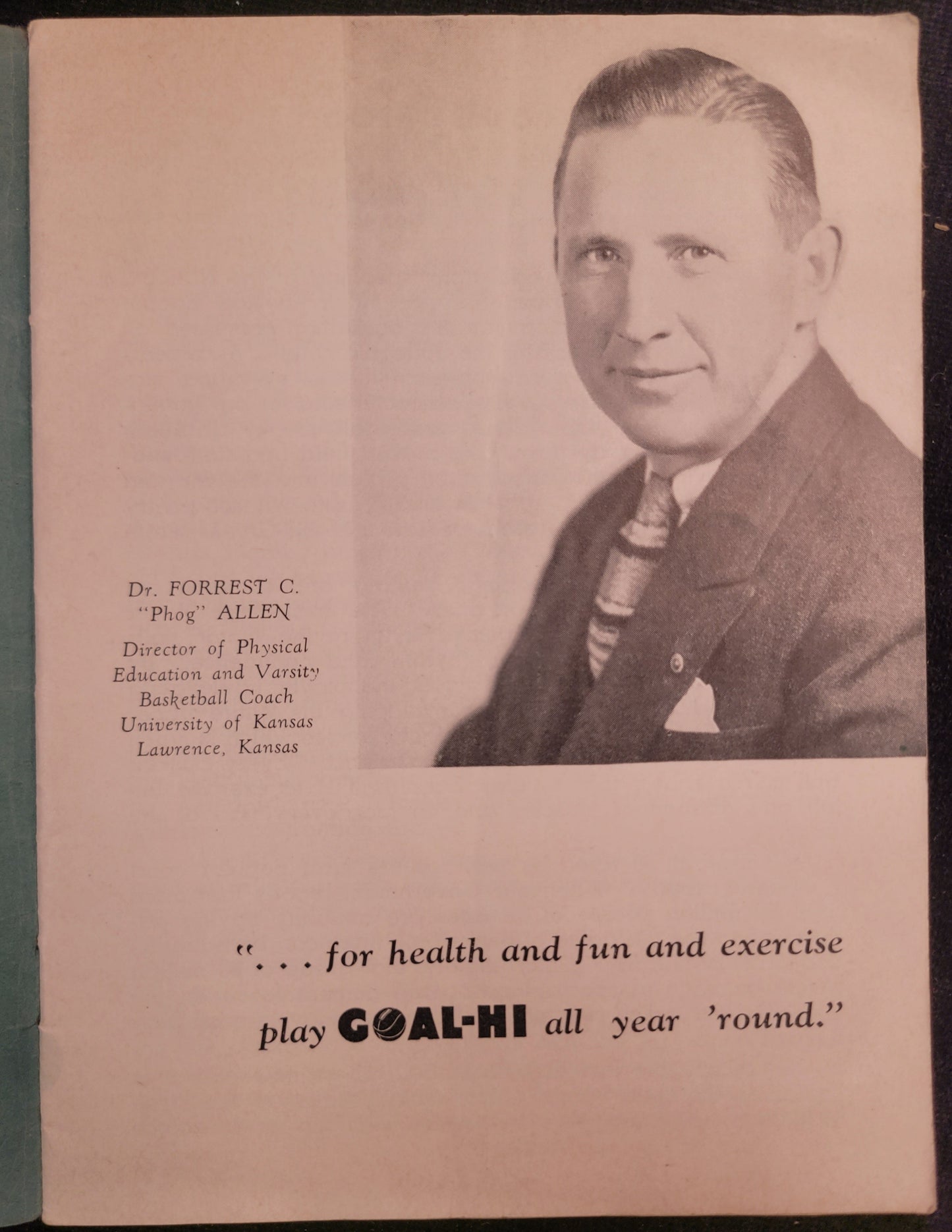 Goal-Hi: Lead Up To Basketball - Official Rules Book - 1939