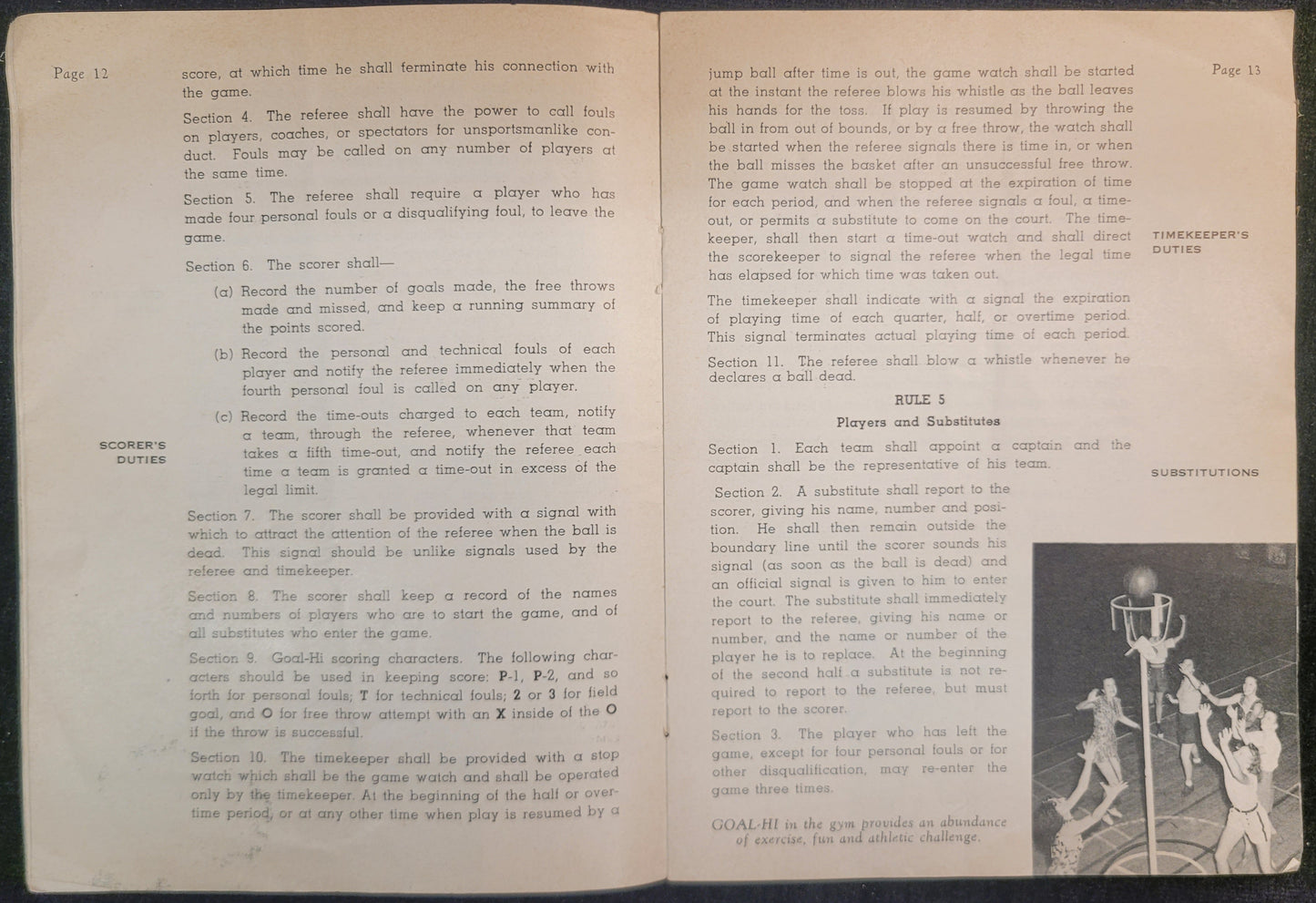 Goal-Hi: Lead Up To Basketball - Official Rules Book - 1939