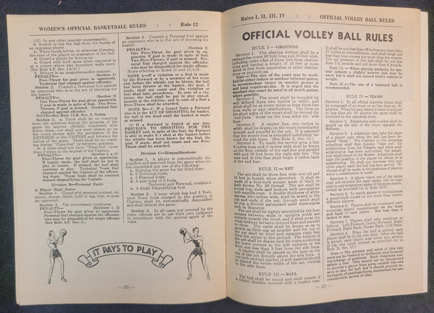 Goldsmith Official Rules for Basketball and Volleyball - Season 1936-37