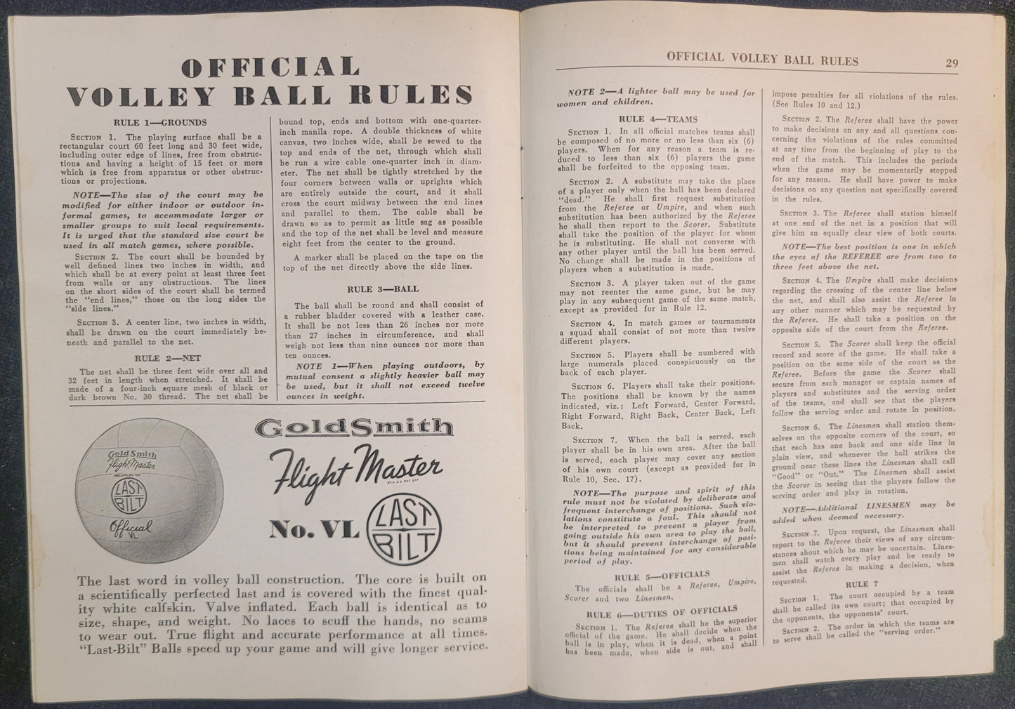 Goldsmith Official Rules For Basketball and Volleyball - Season 1937-38 **Two In Stock**