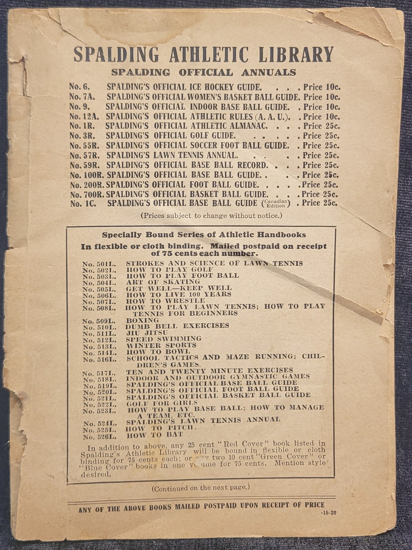 Spalding's How To Play "Soccer" - Missing Cover - 1920