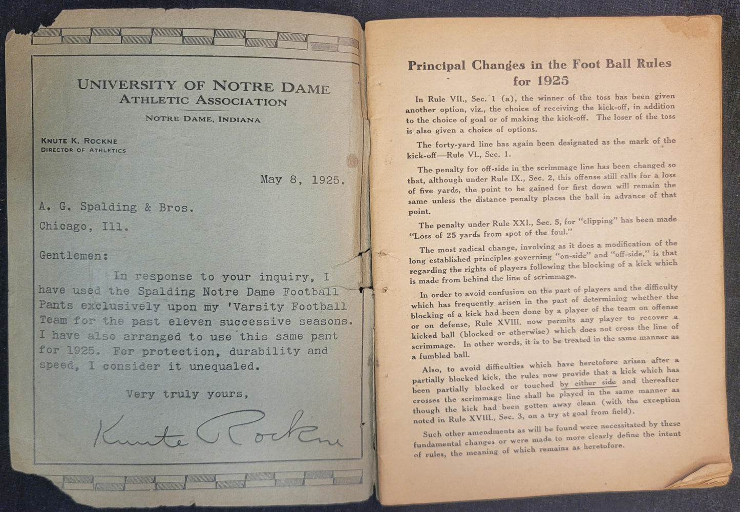 Official Football Rules - Part IV of Spaldings Football Guide - 1925