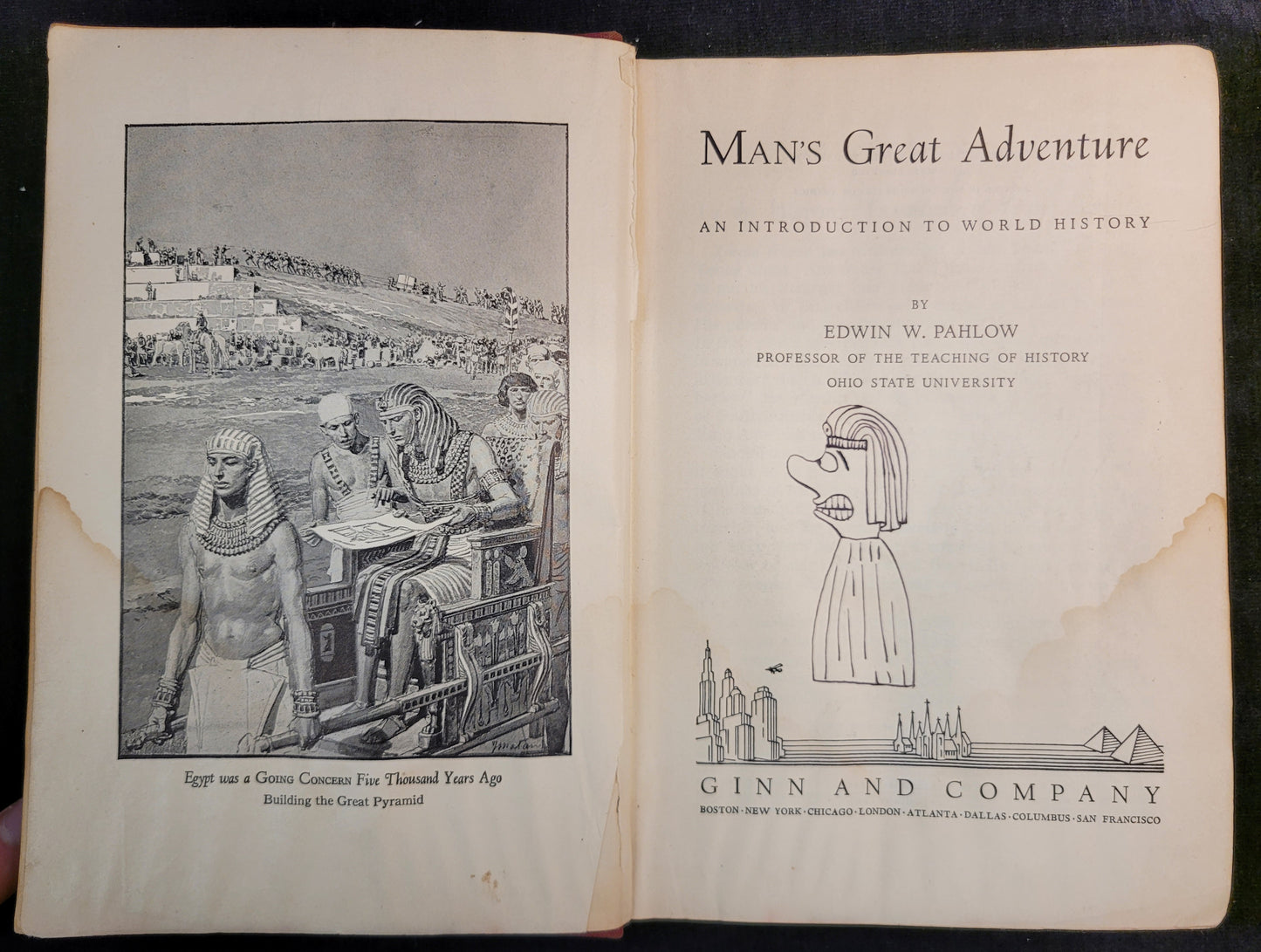 Mans Great Adventure: An Introduction to World History by Edwin W. Pahlow - 1932 Textbook - First Edition