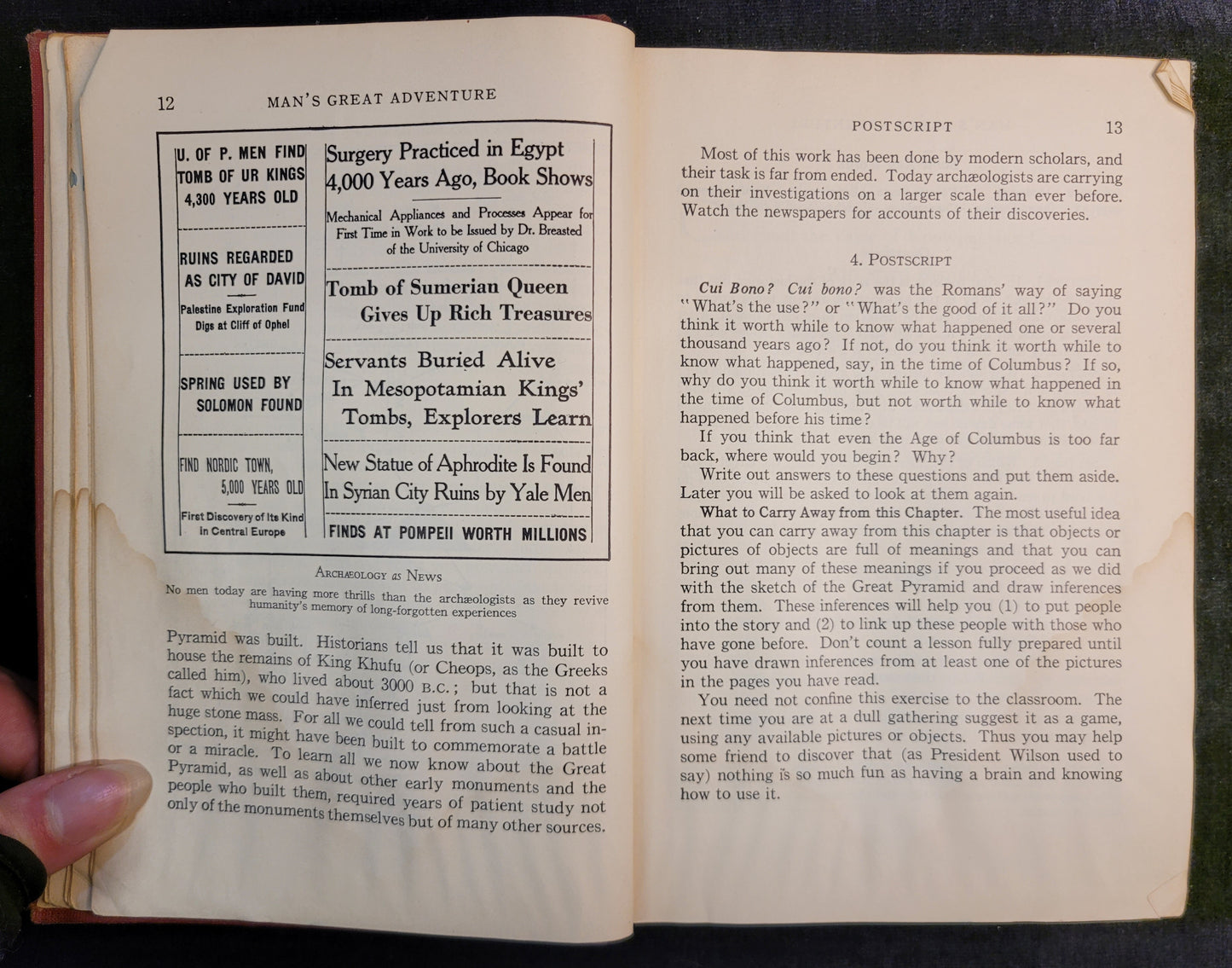 Mans Great Adventure: An Introduction to World History by Edwin W. Pahlow - 1932 Textbook - First Edition